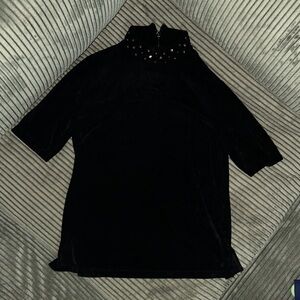 Studded Black Velvet Blouse